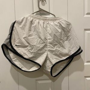 Women’s size L white Nike dri-fit running shorts